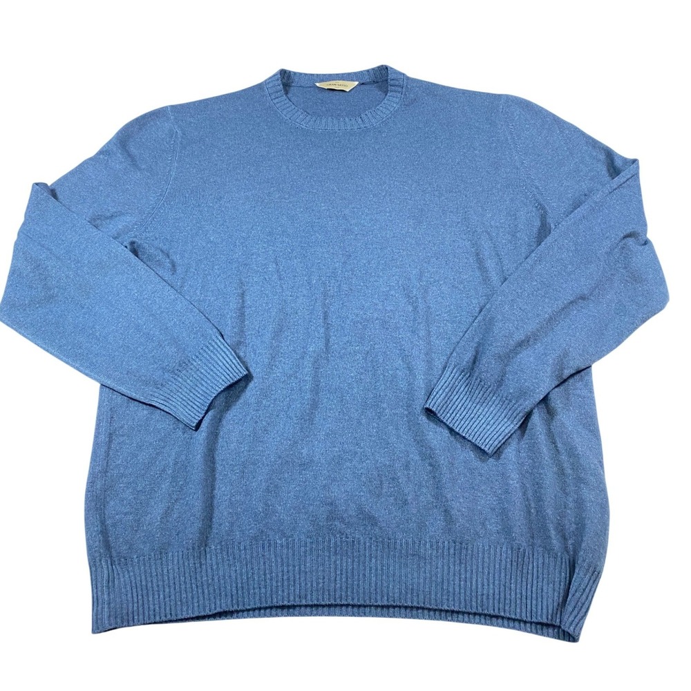 Gran Sasso Blue Crewneck Sweater Mens Made in Italy Wool Cashmere Pullover